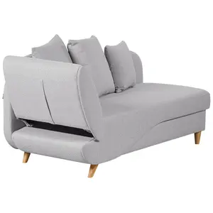 Left Hand Fabric Chaise Lounge with Storage Light Grey MERI II