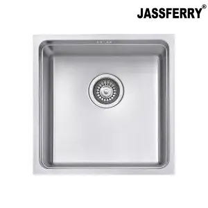 JASSFERRY Undermount Kitchen Sink Single Bowl Stainless Steel Dish Drainer Rack, 440 x 440 mm