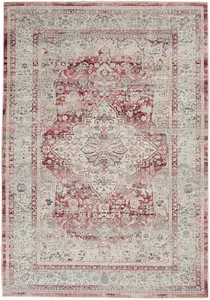 Red Ivory Rug, Bordered Floral Rug, Traditional Stain-Resistant Rug, Persian Rug for Bedroom, Dining Room-269cm X 361cm