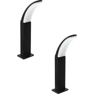 2 PACK IP44 Outdoor Pedestal Light Black Aluminium 11W LED Wall Post Lamp