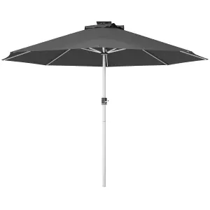 Outsunny Solar Patio Garden Parasol with Lights for Outdebor, Charcoal Grey