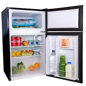 SIA UFF01BL/E 88L Small Black Freestanding Under Counter 2 Door Fridge Freezer