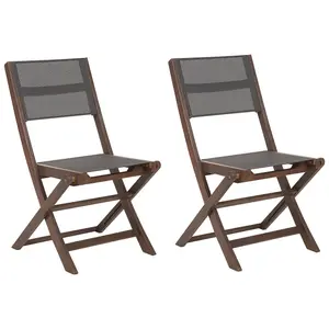 Set of 2 Garden Chairs CESANA Acacia Wood Dark Wood