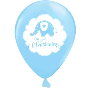 Creative Party 12 Inch Elephant Design Christening Balloons (Pack Of 6) Blue (One Size)