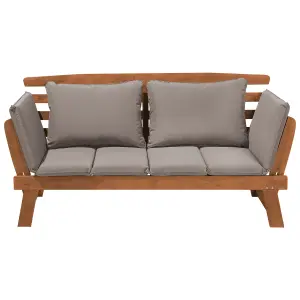 Garden Bench with Cushion PORTICI Wood Light Brown