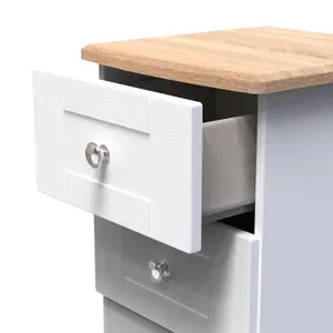 Sussex Ready assembled White & oak 2 Drawer Bedside chest (H)502mm (W)395mm (D)411mm