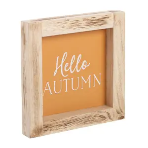 Something Different Hello Autumn Wooden Framed Plaque Orange/Brown (One Size)