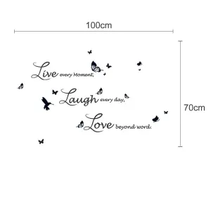 Walplus Wall Sticker Live Laugh Love Quote Handwriting Lucida Home Deco Butterfly