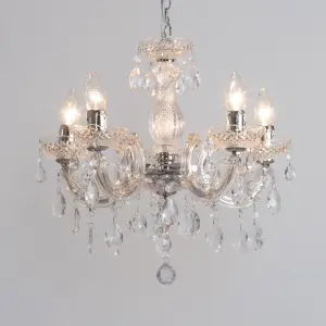 Litecraft Marie Therese Chrome 5 Light Chandelier