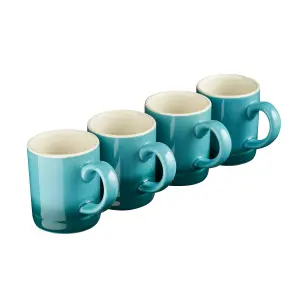 Cooks Professional Espresso Coffee Cups Mugs Stoneware 90ml Teal - Set of 4 Cups