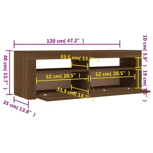 vidaXL TV Cabinet with LED Lights Brown Oak 120x35x40 cm