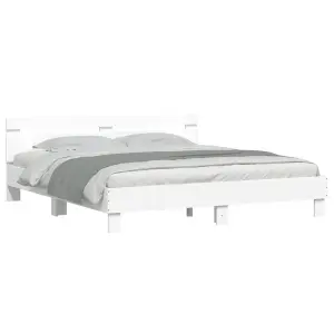 Berkfield Bed Frame with LED without Mattress White 160x200 cm