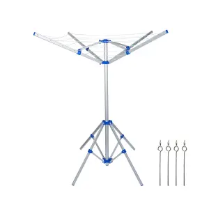 4 Arm Rotary Washing Line Airer Indoor & Outdoor Umbrella-Style Clothes Drying Rack