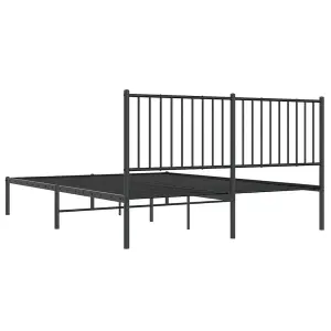 Berkfield Metal Bed Frame with Headboard Black 150x200 cm 5FT King Size