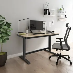 Ergonomic Electric Sit-Stand Desk with USB Ports and Storage Drawer - 1200 x 600mm Black and Oak Finish