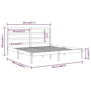 Berkfield Bed Frame White Solid Wood Pine 200x200 cm