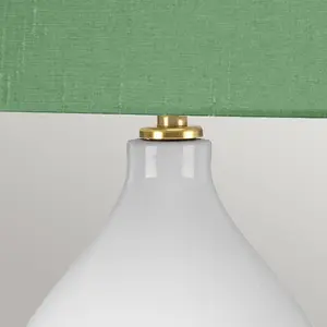 Luminosa Isla Table Lamp with Round Tapered Shade, Aged Brass, White, Green