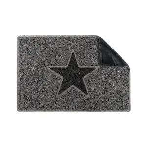 Star Medium Doormat in Grey with Black Star