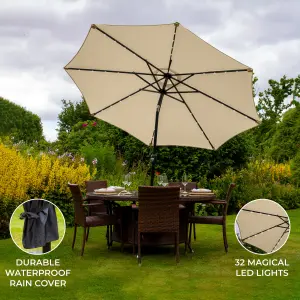 Beige 2.7m LED Tilt Parasol without base