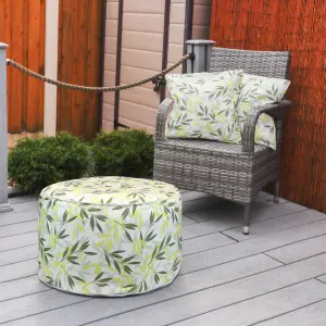 Gardenwize Pair of Outdoor Garden Sofa Chair Furniture Scatter Cushions- Green/Grey Leaf Print