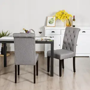 COSTWAY Dining Room Chairs Set of 2 Upholstered Kitchen Side Chairs w/ Solid Wood Legs