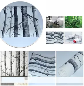 3D Forest Effect Non Woven Patterned Wallpaper Roll Non Self Adhesive Wall Covering 5.3m²