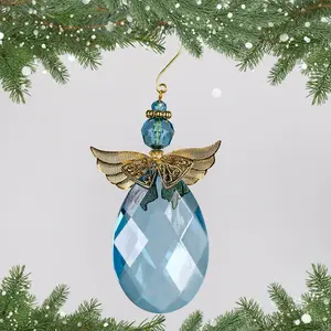 Acrylic Crystal Angel Hanging Figurine Ornament Blue/Gold