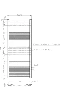 Right Radiators 1200x500 mm Bathroom Curved Heated Towel Rail Radiator Warmer Ladder Chrome