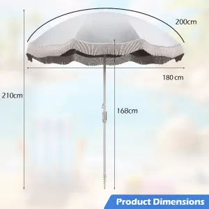 Costway 180 cm Fringe Beach Umbrella Portable Patio Tassel Parasol w/ Bag