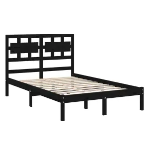 Berkfield Bed Frame Black Solid Wood 140x200 cm