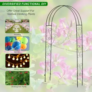 Metal Decorative Curly Garden Arch Heavy Duty Rose Climbing Plants Archway Path