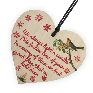 Red Ocean Light Candle Christmas Memorial Bereavement Robin Hanging Plaque Xmas Tree Decoration Sign