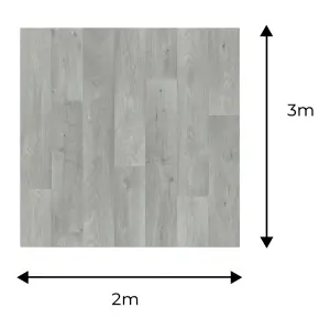 Precut Light grey Wide Natural Oak plank effect Sheet vinyl, 6m²