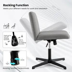 COSTWAY Criss Cross Legged Chair Home Office Chair w/ Wide Padded Seat