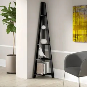 Arelious Corner Bookcase Black