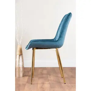 Scottsmoor Dining Set with 6 Chairs Blue/Gold