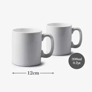 WM Bartleet & Sons Porcelain Original 0.7 Pint Mug, Set of 2 White