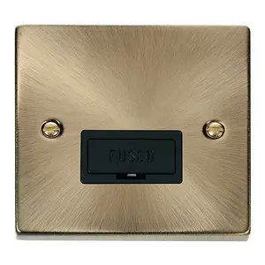 Antique Brass 13A Fused Connection Unit - Black Trim - SE Home