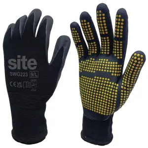 Site Nitrile Black & yellow General handling gloves, Large