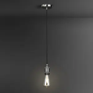 Colours Pendant Fabric & metal Grey Pewter effect Ceiling light