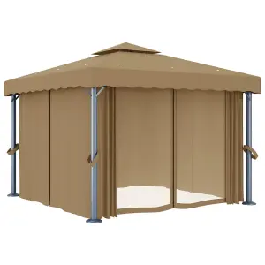 Berkfield Gazebo with Curtain 3x3 m Taupe Aluminium