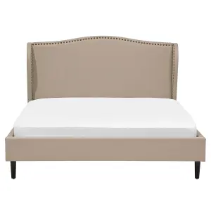 Fabric EU King Size Bed Beige COLMAR