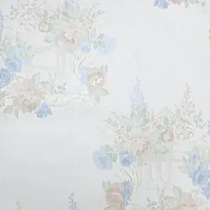 Floral Off White Wallpaper Linen Blue Green Leaves Metallic Paste The Wall Vinyl