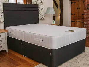 Windsor Extra Firm High Density Foam Supreme Divan Bed Set 5FT King 4 Drawers - Naples Slate