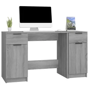 Berkfield Desk with Side Cabinet Grey Sonoma Engineered Wood