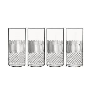 Luigi Bormioli Diamante Clear Round Crystal Dishwasher Safe Hi-Ball Glasses Set 480ml Pack of 4