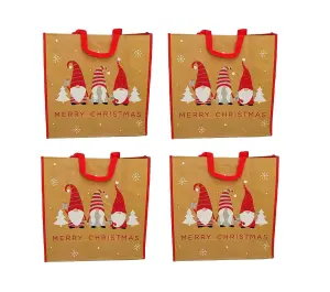 4 x Reusable Christmas Tote Gift Bag Cute Gonk Shopping Bag Woven Bag For Life 45cm