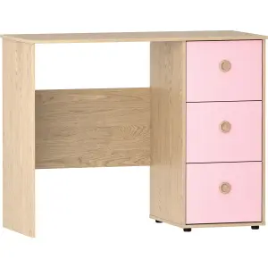 Junior Vida Neptune Pink & Oak 3 Drawer Desk Children Kids Furniture