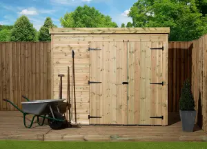 Empire 4000  Pent 7x5 pressure treated tongue and groove wooden garden shed double door right (7' x 5' / 7ft x 5ft) (7x5)