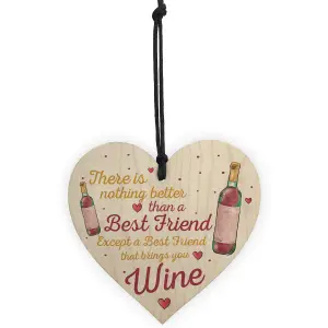 Red Ocean Best Friend Brings Wine Gift Friendship Best Friend Sign Shabby Chic Heart Wine Spirits BFF Plaques